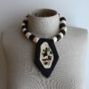 Faux Ivory & Black Necklace with Pendant