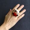 Red, Black & Faux Ivory Ring Size 7½