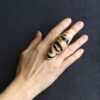 Faux Ivory & Black Pattern Ring Size 8