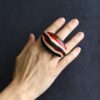 Red, Faux Ivory & Black Ring Size 8