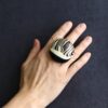Black, Faux Ivory & Zebra Pattern Ring Size 8