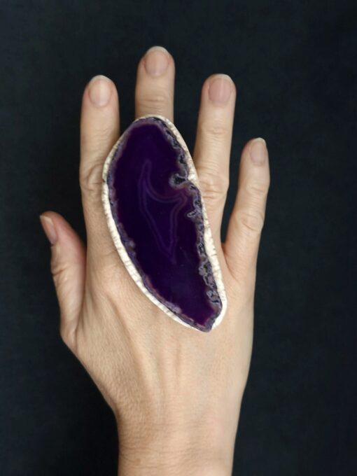 Sliced Agate Stone Ring - Size 7 - Image 2