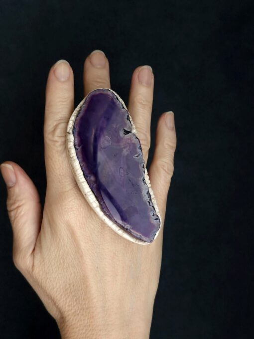 Sliced Agate Stone Ring - Size 7 - Image 3