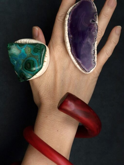 Sliced Agate Stone Ring - Size 7 - Image 5