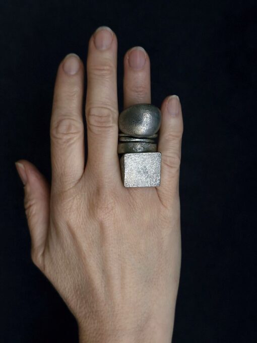 White Bronze Plated Alloy Rings (Set of 5) Size 6 - Image 2