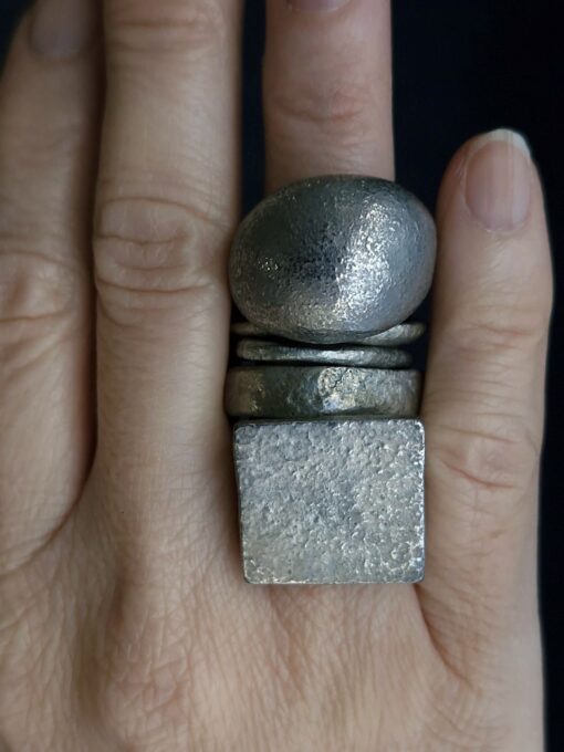 White Bronze Plated Alloy Rings (Set of 5) Size 6