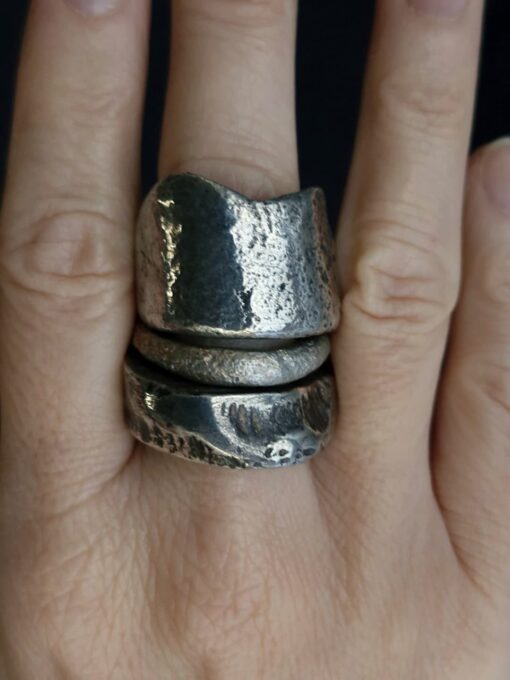 White Bronze Plated Alloy Rings (Set of 3) Size 9.5