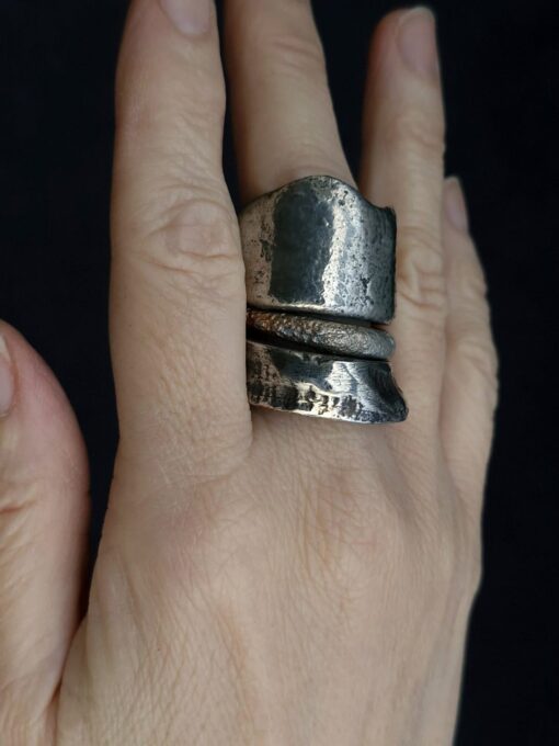White Bronze Plated Alloy Rings (Set of 3) Size 9.5 - Image 2