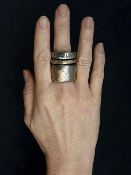 White Bronze Plated Alloy Rings (Set of 3) Size 10 - Image 2
