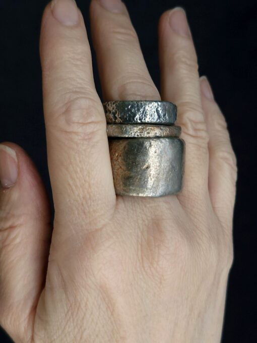 White Bronze Plated Alloy Rings (Set of 3) Size 10