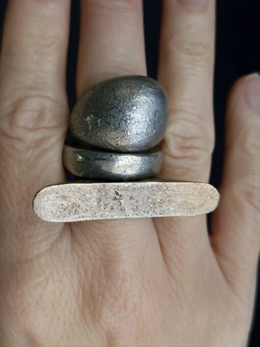White Bronze Plated Alloy Rings (Set of 3) Size 6.5 - Image 3