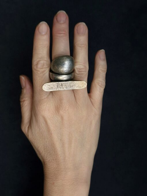 White Bronze Plated Alloy Rings (Set of 3) Size 6.5 - Image 2