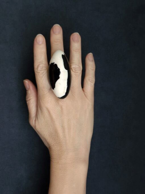 Black & Vegan Ivory Ring Size 8 - Image 2