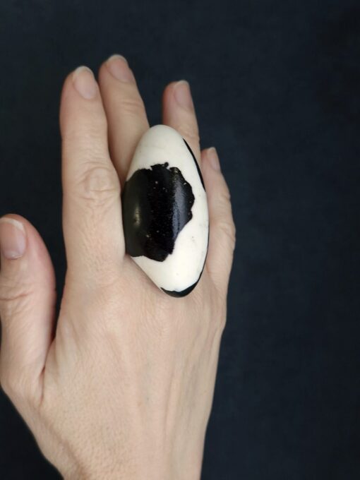Black & Vegan Ivory Ring Size 8
