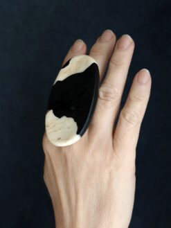 Black & Vegan Ivory Ring Size 7
