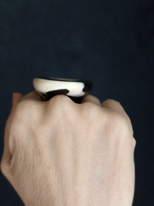 Black & Vegan Ivory Ring Size 7 - Image 2