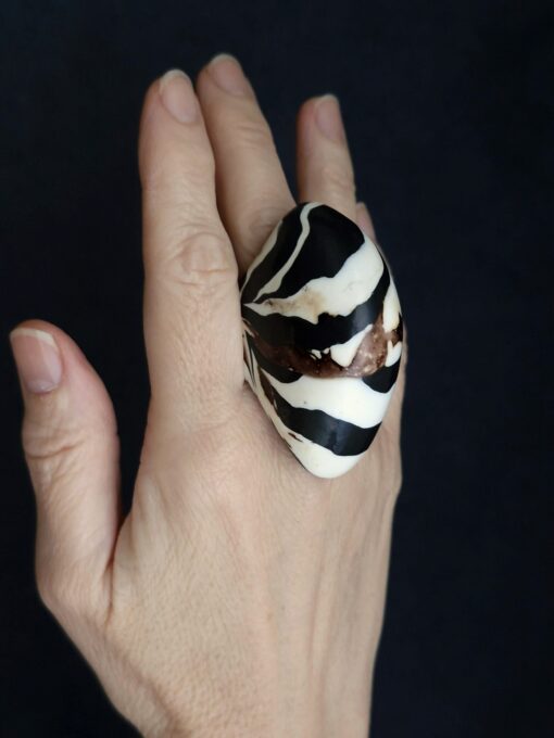Zebra Patterned Ring Size 7