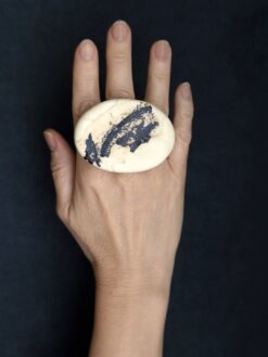 Vegan Ivory & Black Ring Size 8