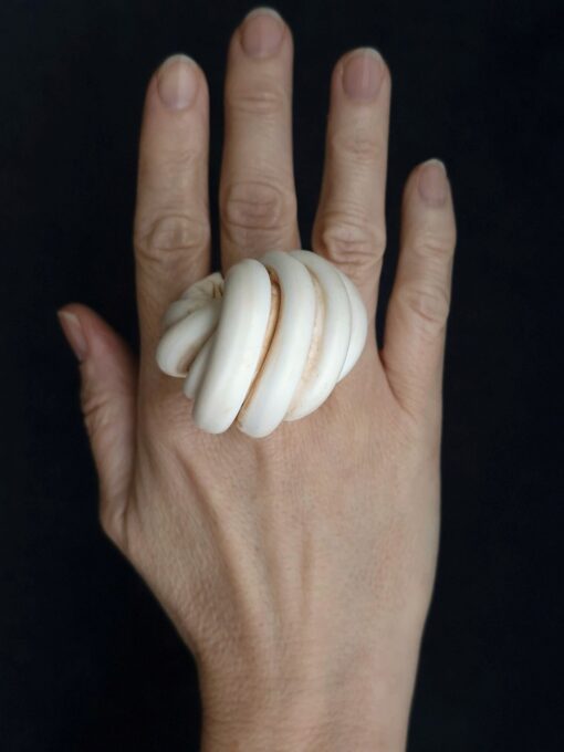 Vegan Ivory Sculptured Ring Size 7 - Image 2