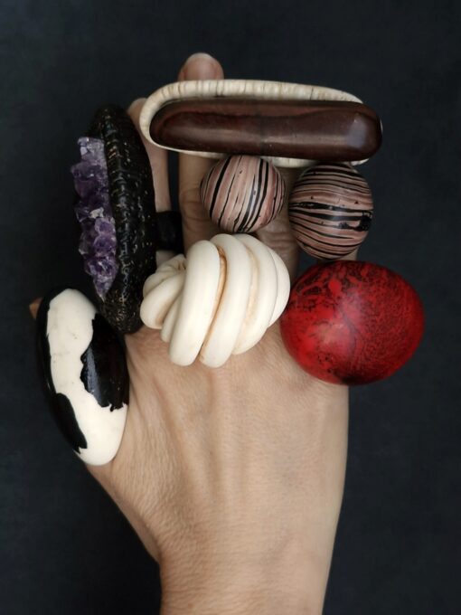 Vegan Ivory Sculptured Ring Size 7 - Image 4