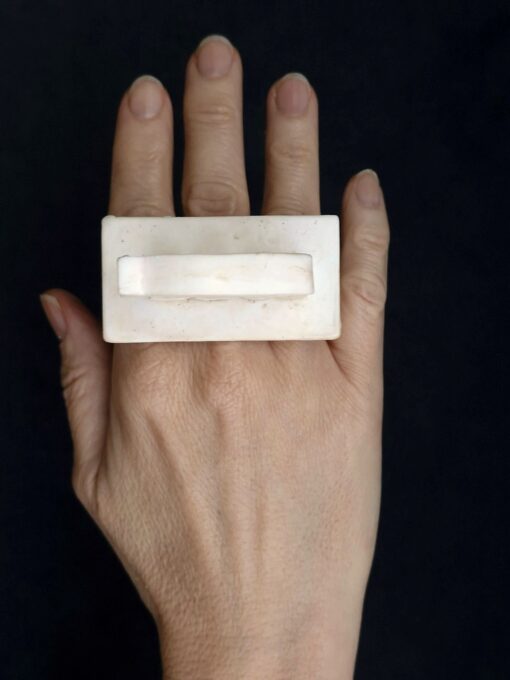 Vegan Ivory Sculptured Ring Size 7 - Image 2