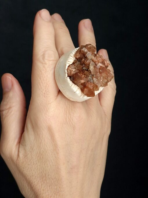 Aragonite Stone Ring Size 8.5 - Image 3
