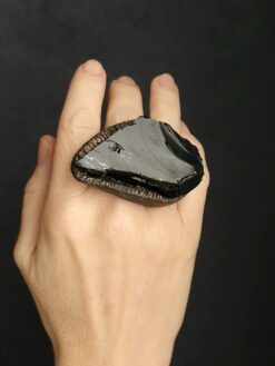 Black Obsidian Stone Ring Size 7