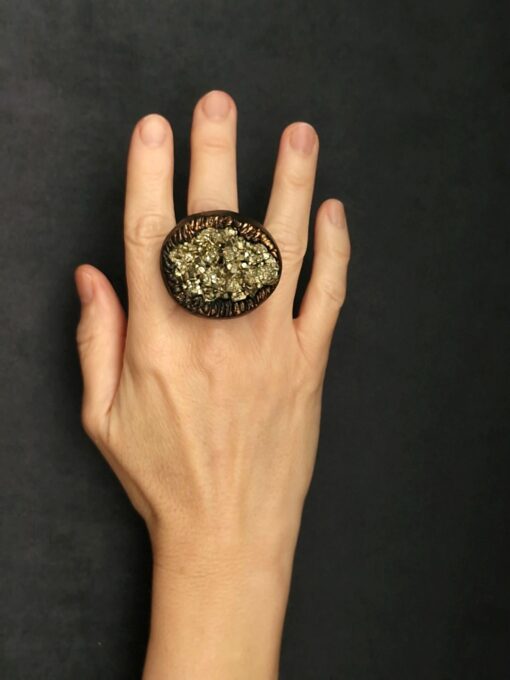 Pyrite Stone Ring Size 11 - Image 2