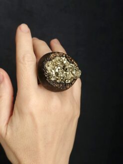 Pyrite Stone Ring Size 11
