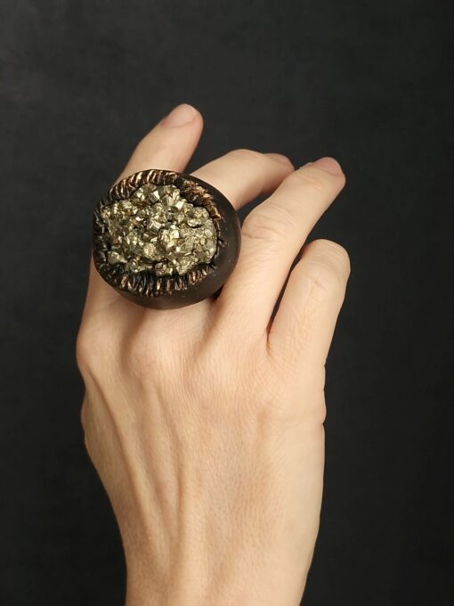 Pyrite Stone Ring Size 11 - Image 3
