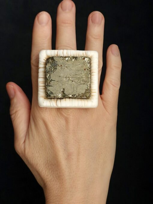 Pyrite Stone Ring Size 8 - Image 2