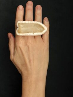 Rock Crystal Pointer Stone Ring Size 6