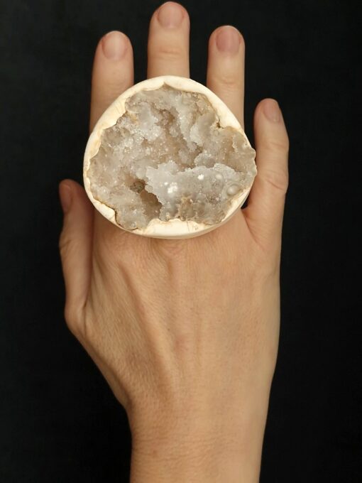 Quartz Geode Stone Ring Size 7.5
