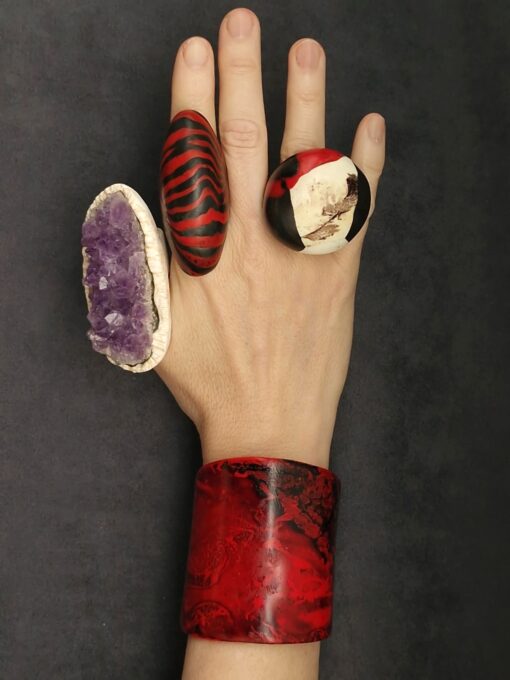 Red & Black Statement Cuff Size S - M - Image 5