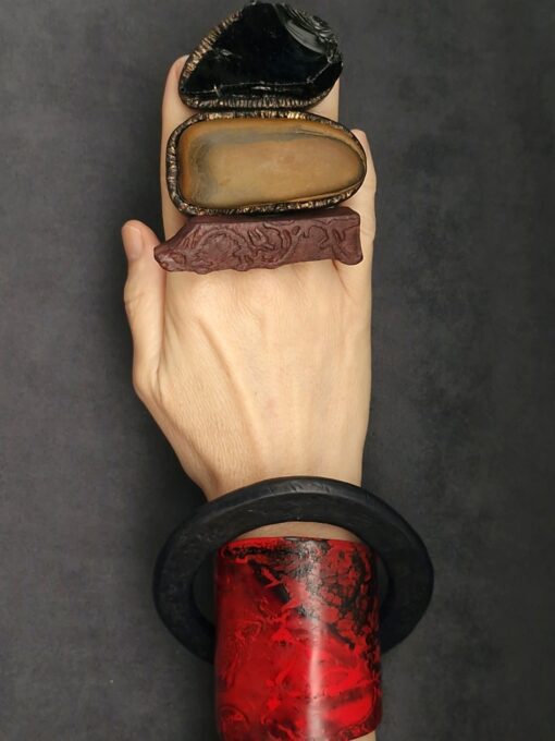 Red & Black Statement Cuff Size S - M - Image 6