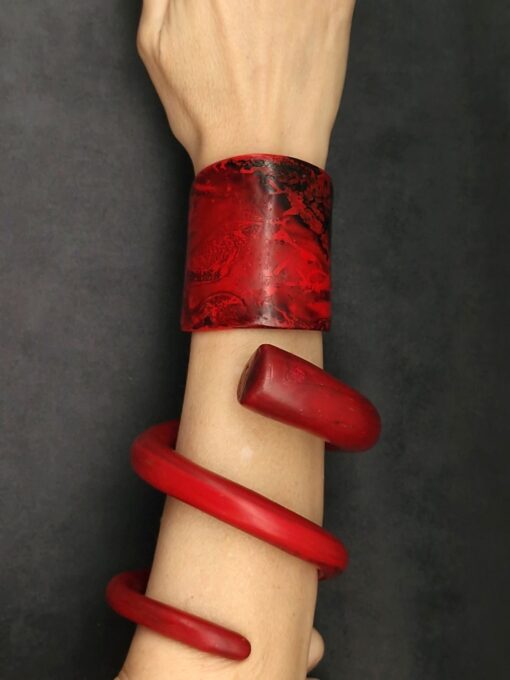 Red & Black Statement Cuff Size S - M - Image 7