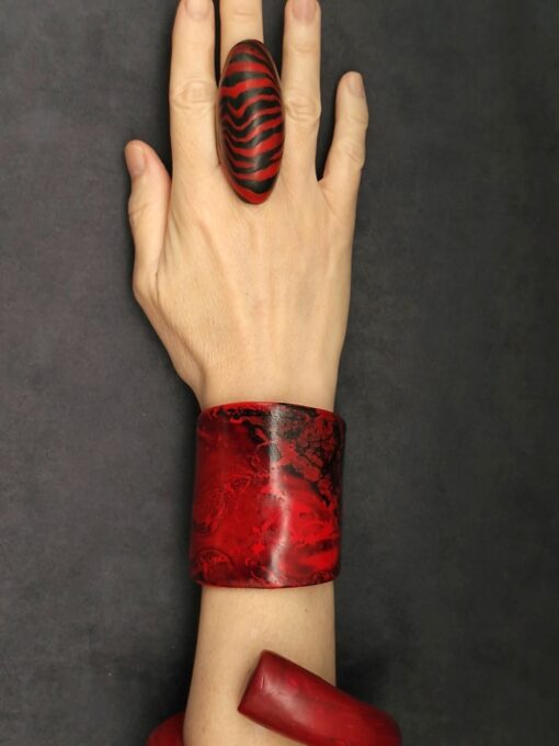Red & Black Statement Cuff Size S - M - Image 9