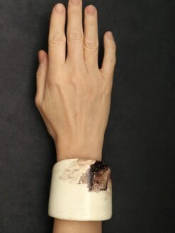 Vegan Ivory & Brown Flat Cuff Size M - L