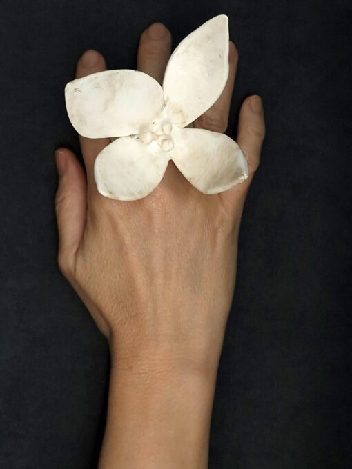Vegan Ivory Flower Ring Size 7.5