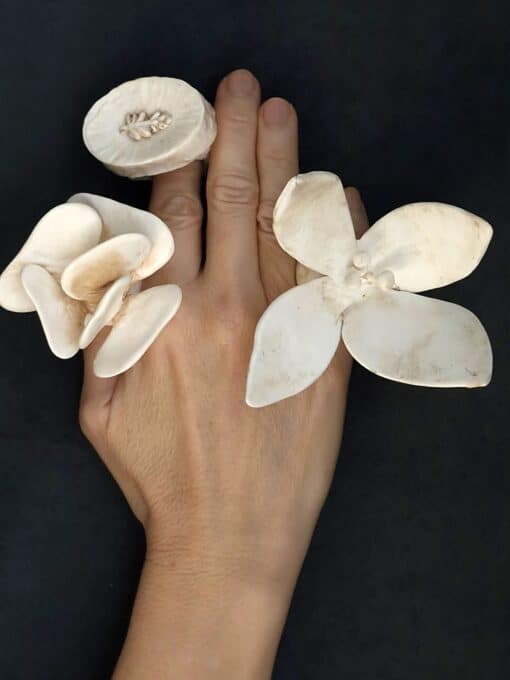 Vegan Ivory Flower Ring Size 7.5 - Image 4