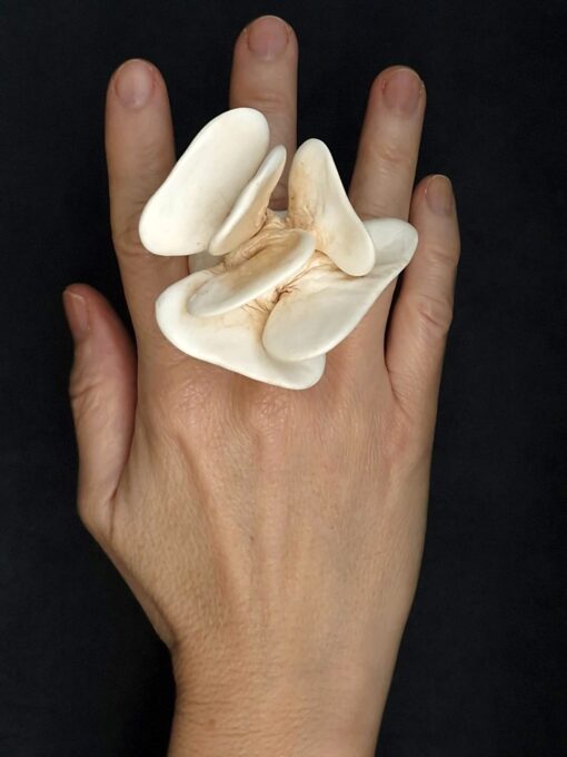 Vegan Ivory Flower Ring Size 8