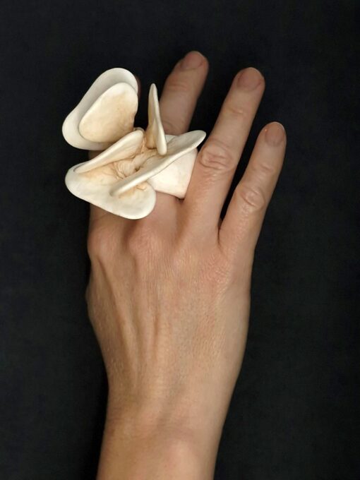 Vegan Ivory Flower Ring Size 8 - Image 2