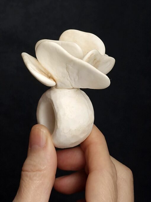 Vegan Ivory Flower Ring Size 8 - Image 8