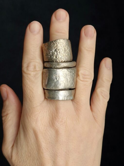 White Bronze Plated Alloy Rings (Set of 4) Size 10.5 - Image 2