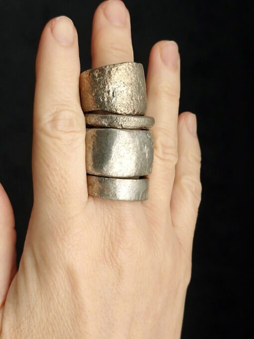 White Bronze Plated Alloy Rings (Set of 4) Size 10.5 - Image 3