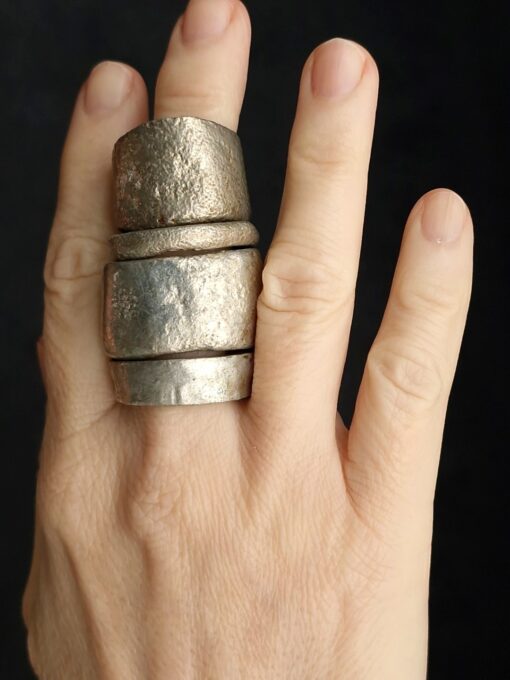 White Bronze Plated Alloy Rings (Set of 4) Size 10.5