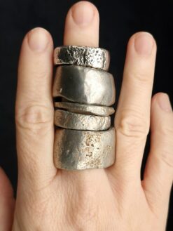 White Bronze Plated Alloy Rings (Set of 5) Size 10