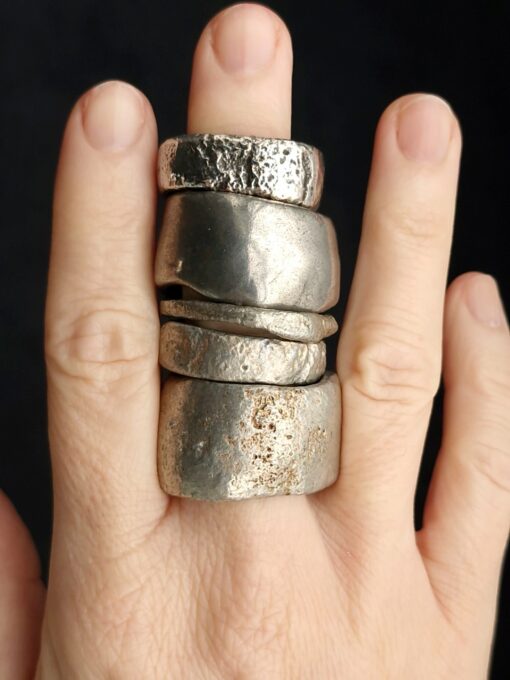 White Bronze Plated Alloy Rings (Set of 5) Size 10
