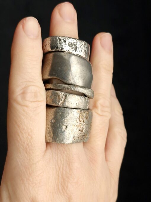 White Bronze Plated Alloy Rings (Set of 5) Size 10 - Image 3