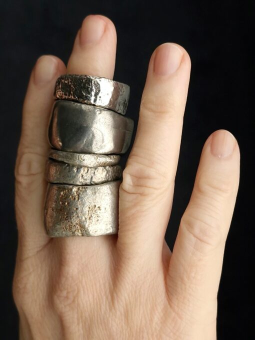 White Bronze Plated Alloy Rings (Set of 5) Size 10 - Image 4